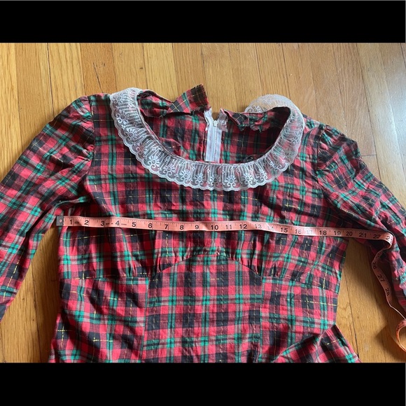 70s Vintage Volup Plus Size Plaid Prairie Holiday Dress - Picture 10 of 10